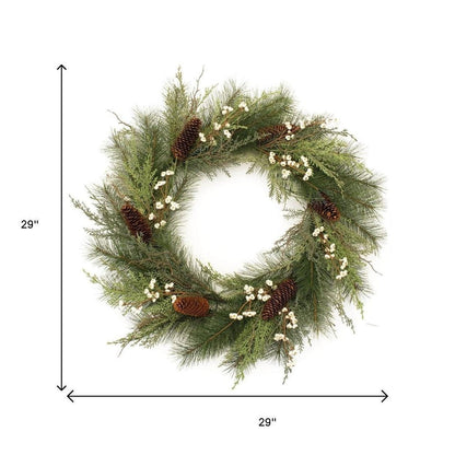 29" Green And Brown Christmas Pine Artificial Wreath HomeRoots