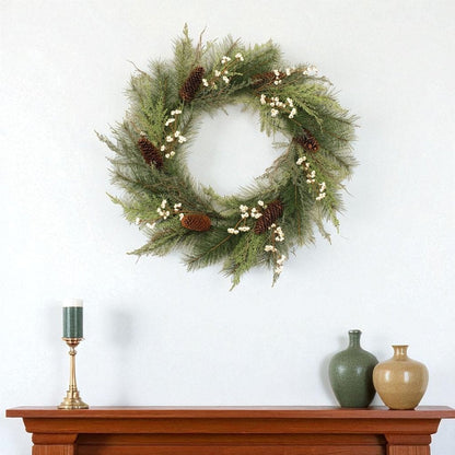 29" Green And Brown Christmas Pine Artificial Wreath HomeRoots
