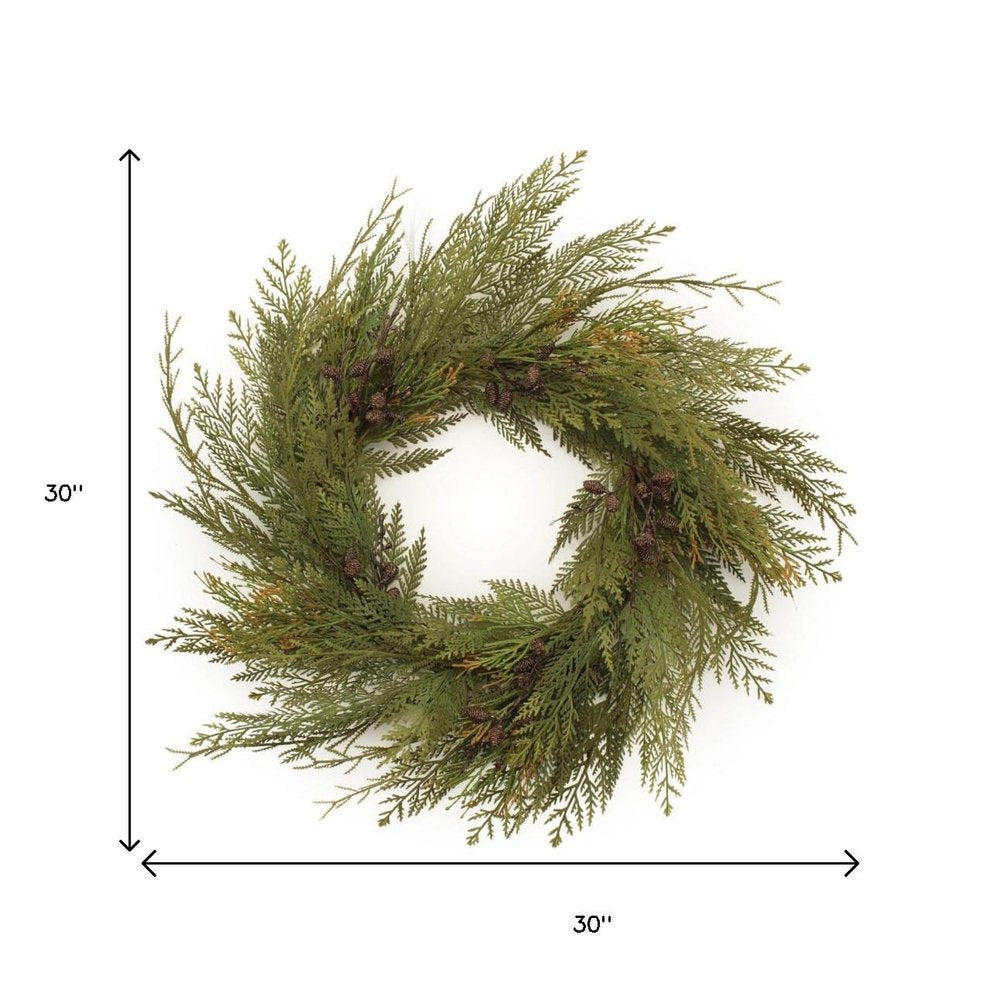 30" Green And Brown Christmas Pine Artificial Wreath HomeRoots