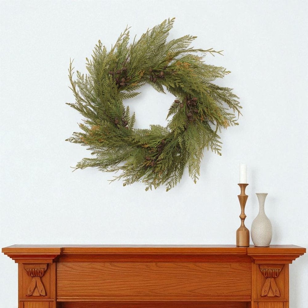 30" Green And Brown Christmas Pine Artificial Wreath HomeRoots