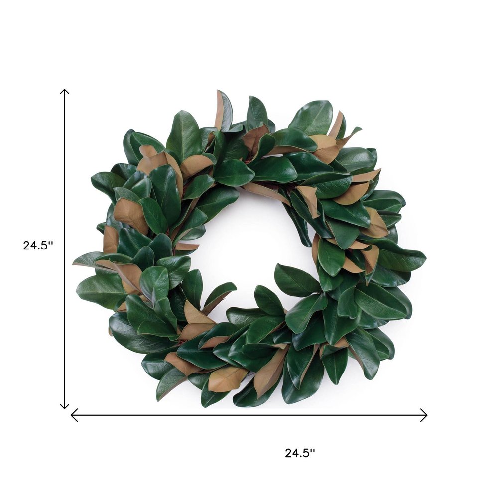 25" Green And Beige Magnolia Artificial Wreath HomeRoots