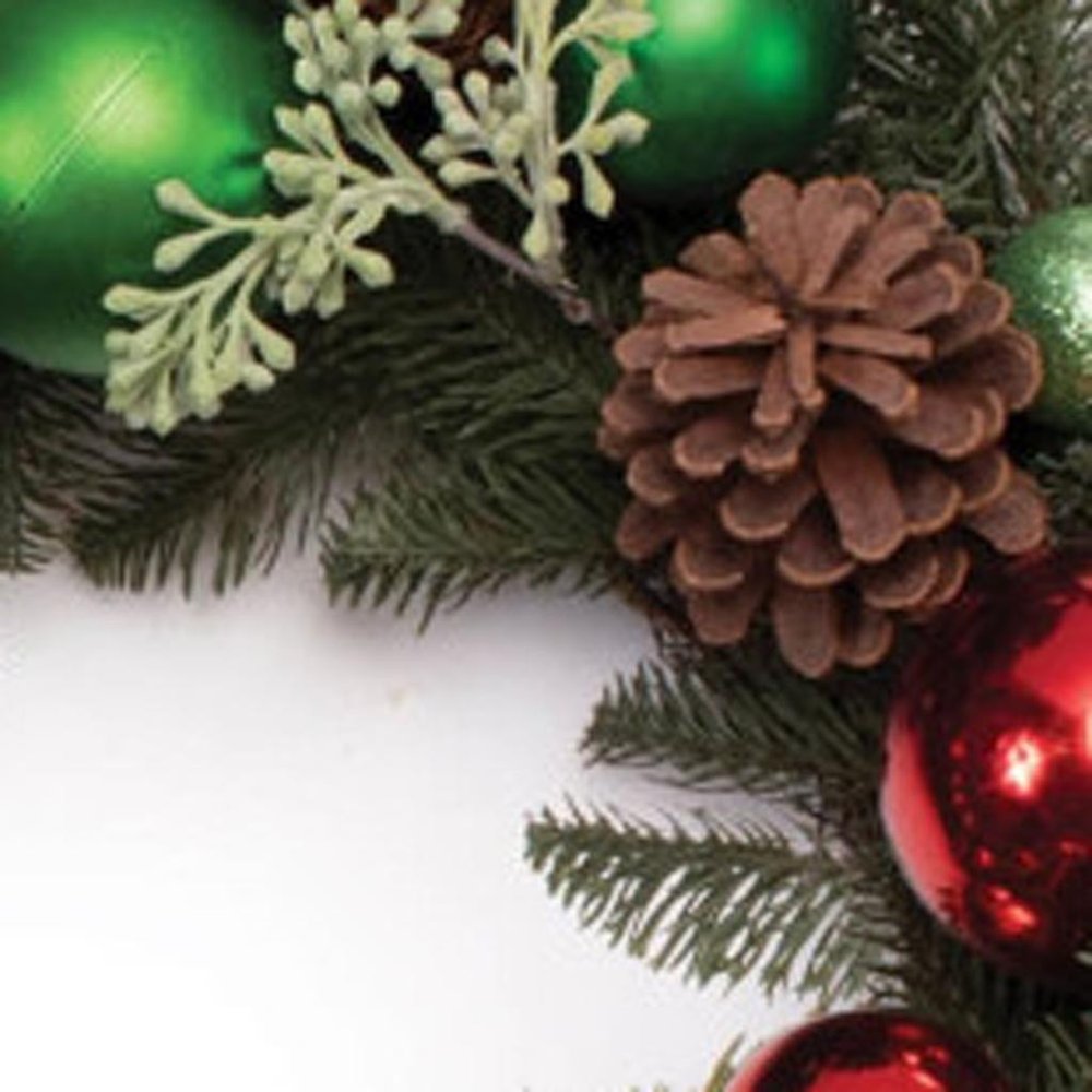 29" Green Red And Brown Artificial Pine Pinecone And Ornaments Christmas Wreath HomeRoots
