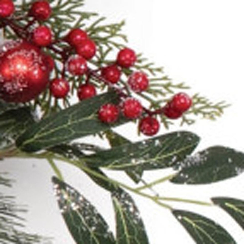 25" Green And Red Artificial Pine Berries And Ornaments Christmas Wreath HomeRoots