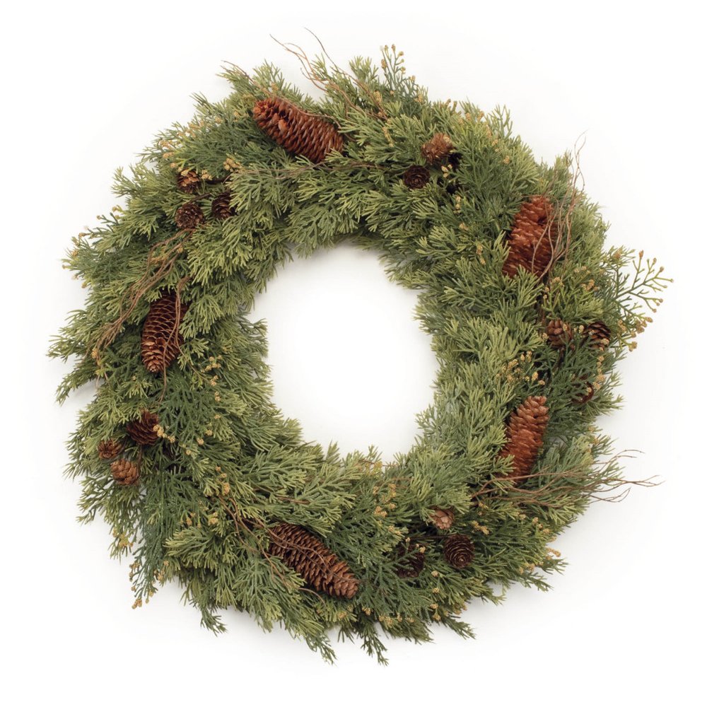 22" Green And Brown Christmas Pine Artificial Wreath HomeRoots
