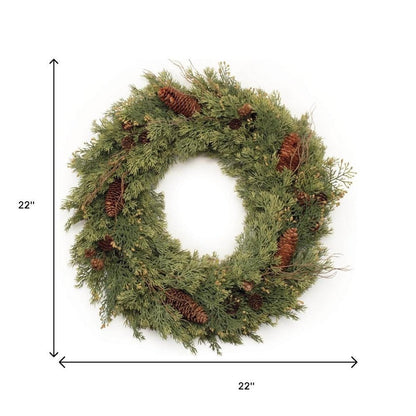 22" Green And Brown Christmas Pine Artificial Wreath HomeRoots