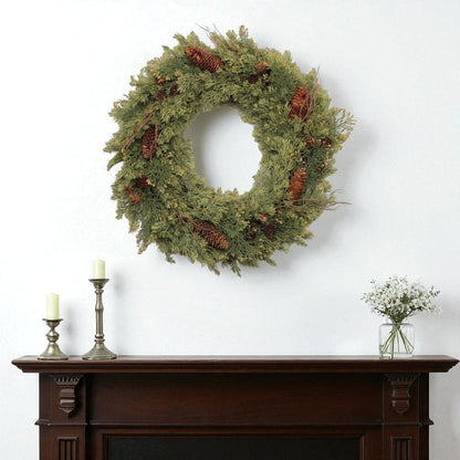 22" Green And Brown Christmas Pine Artificial Wreath HomeRoots