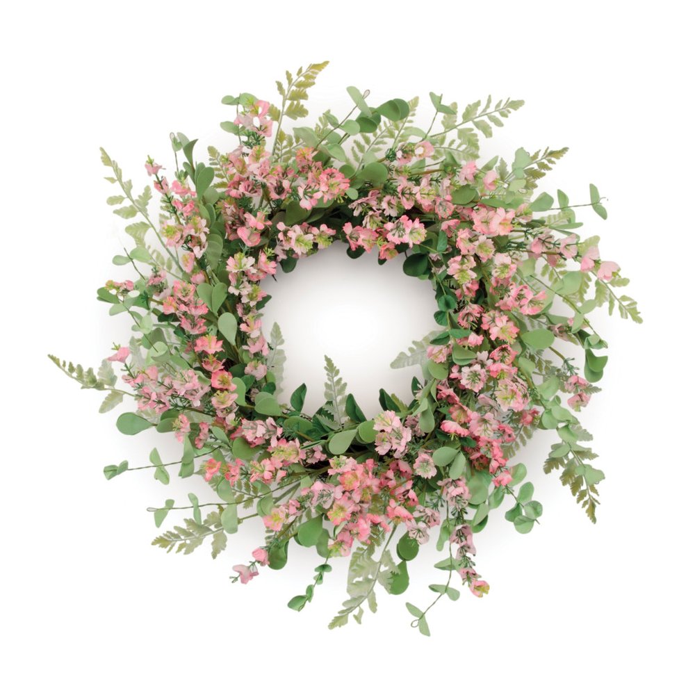 18" Pink And Green Mixed Assortment Artificial Wreath HomeRoots