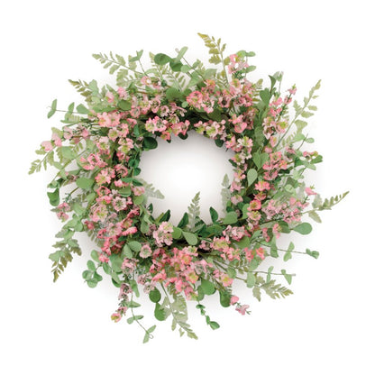 18" Pink And Green Mixed Assortment Artificial Wreath HomeRoots