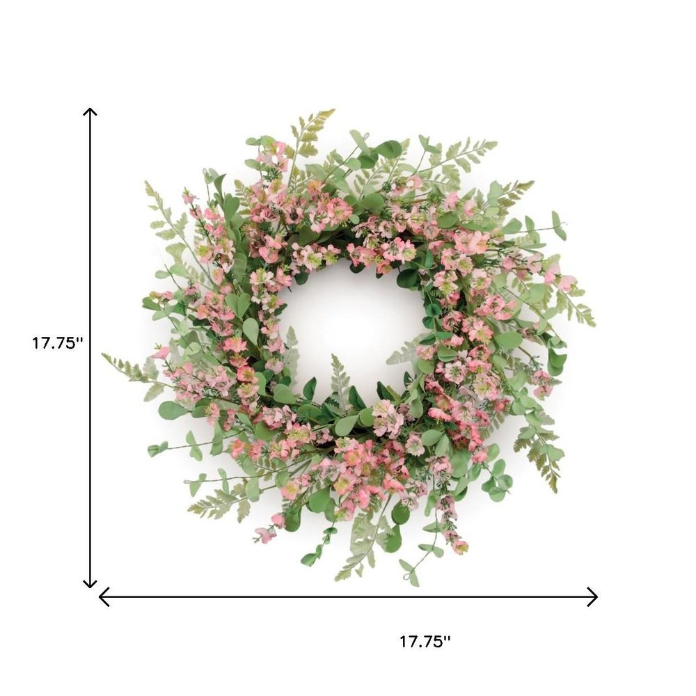 18" Pink And Green Mixed Assortment Artificial Wreath HomeRoots