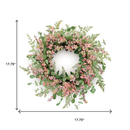 18" Pink And Green Mixed Assortment Artificial Wreath HomeRoots