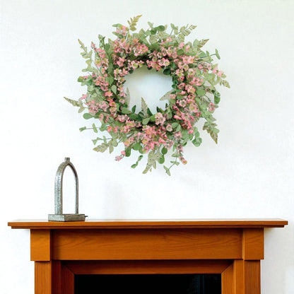 18" Pink And Green Mixed Assortment Artificial Wreath HomeRoots
