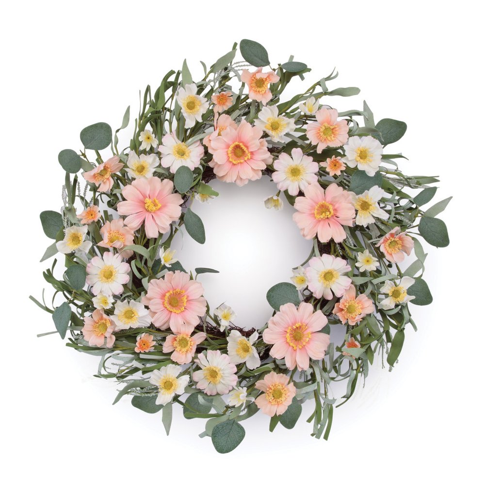 21" Pink And Green Maple Artificial Wreath HomeRoots