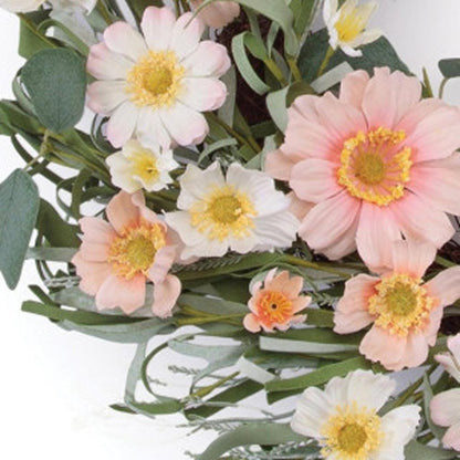 21" Pink And Green Maple Artificial Wreath HomeRoots
