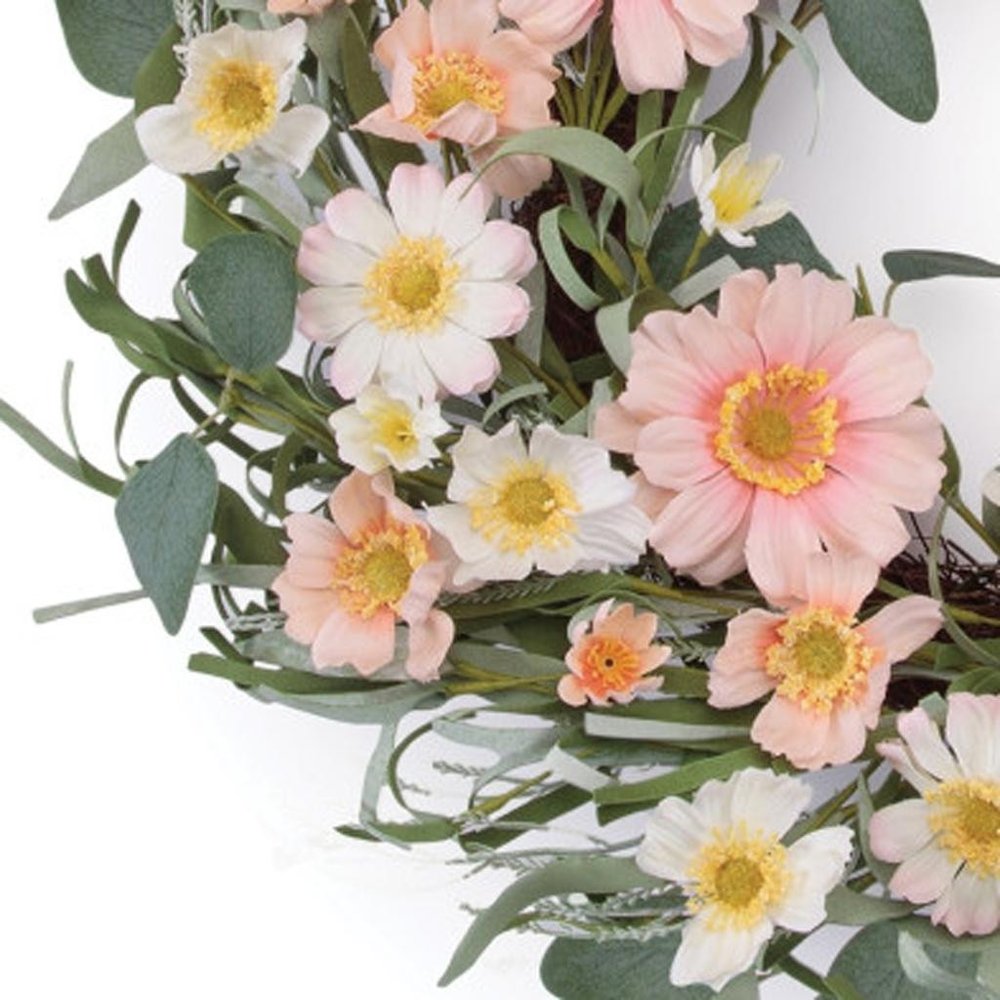 21" Pink And Green Maple Artificial Wreath HomeRoots