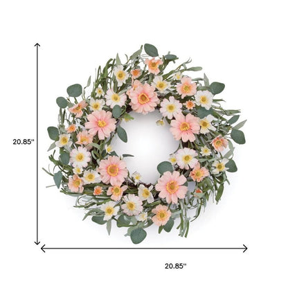 21" Pink And Green Maple Artificial Wreath HomeRoots