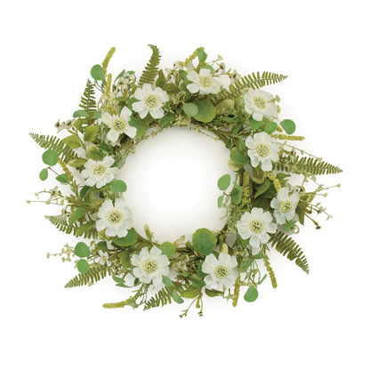 22" White And Green Mixed Assortment Artificial Wreath HomeRoots