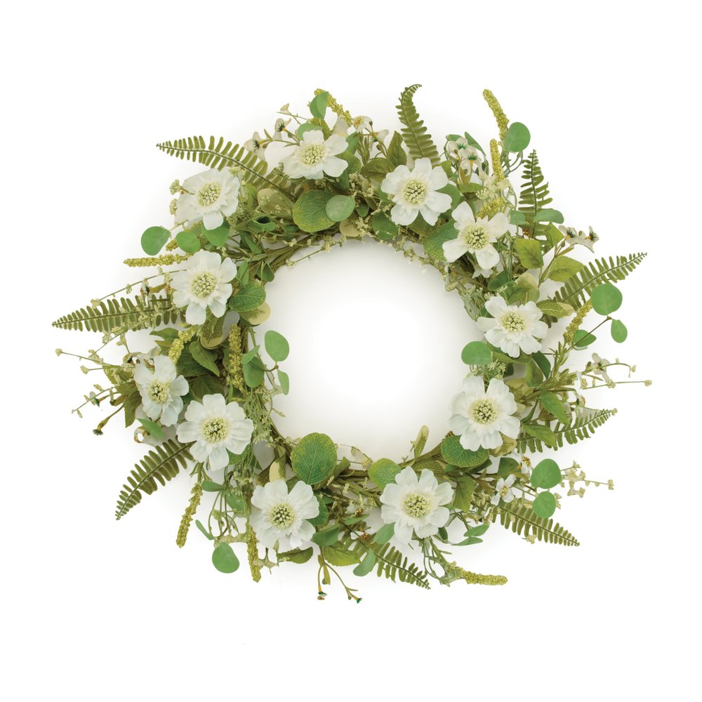 22" White And Green Mixed Assortment Artificial Wreath HomeRoots