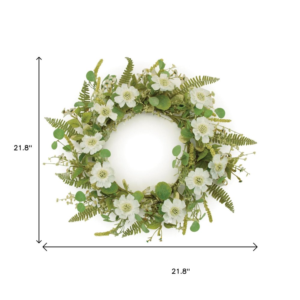 22" White And Green Mixed Assortment Artificial Wreath HomeRoots