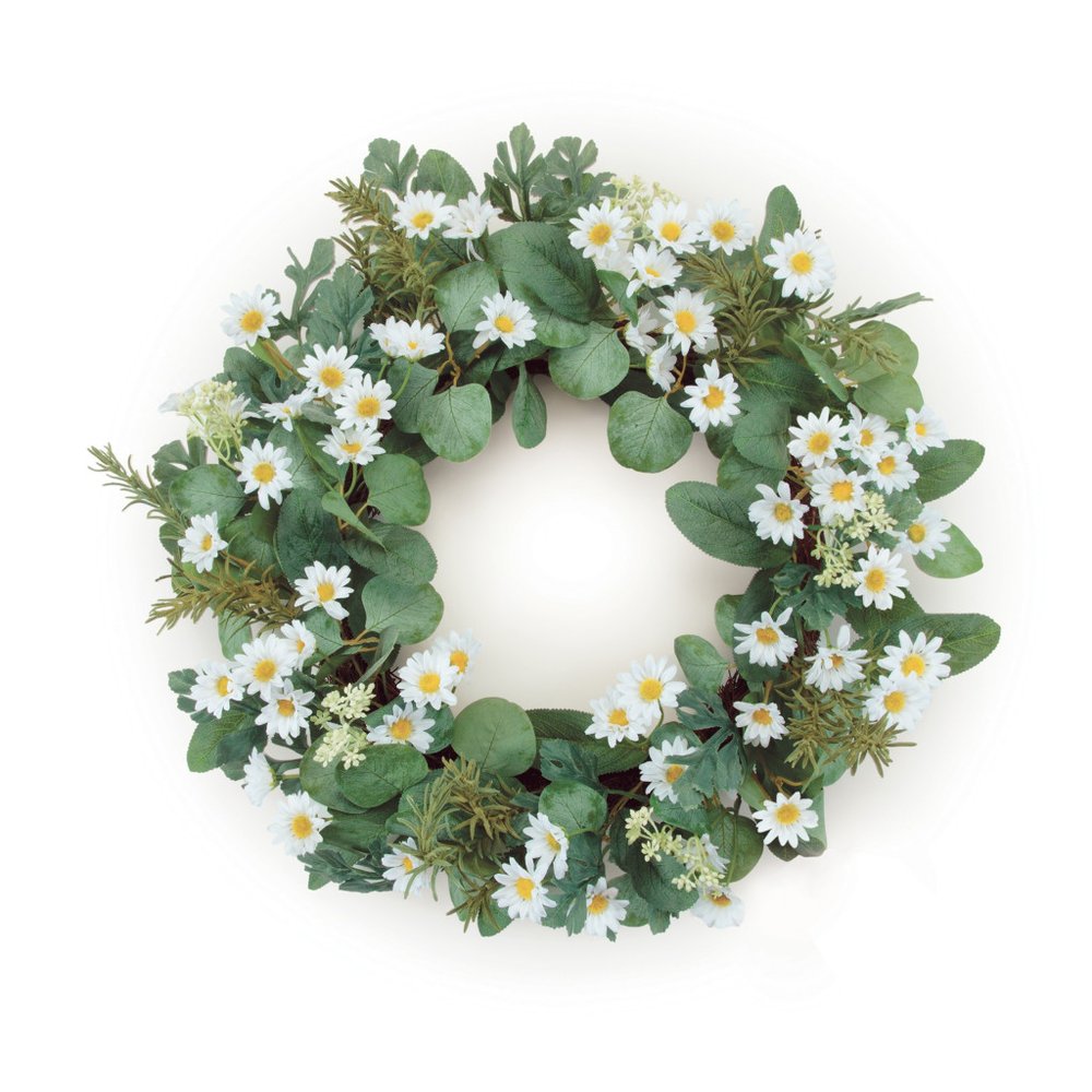 23" White And Green Mixed Assortment Artificial Wreath HomeRoots