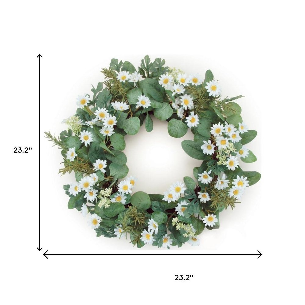 23" White And Green Mixed Assortment Artificial Wreath HomeRoots