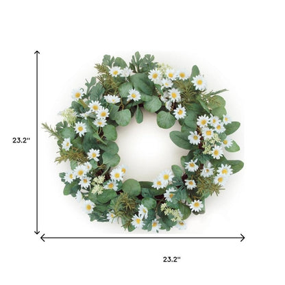 23" White And Green Mixed Assortment Artificial Wreath HomeRoots