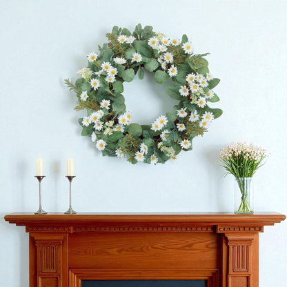 23" White And Green Mixed Assortment Artificial Wreath HomeRoots