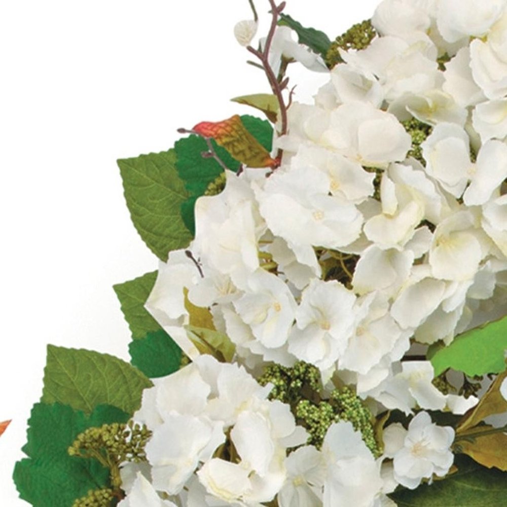 36" White And Green Hydrangea Artificial Wreath HomeRoots