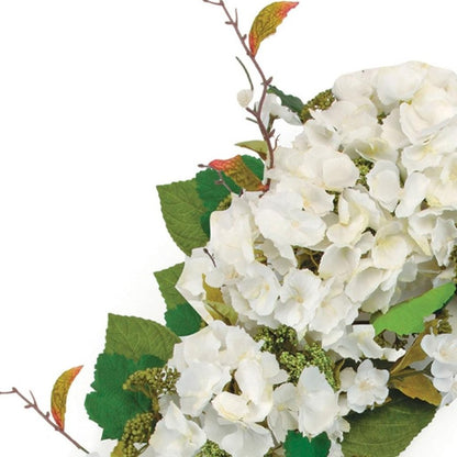 36" White And Green Hydrangea Artificial Wreath HomeRoots