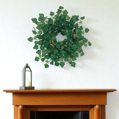 18" Green Ivy Artificial Wreath HomeRoots