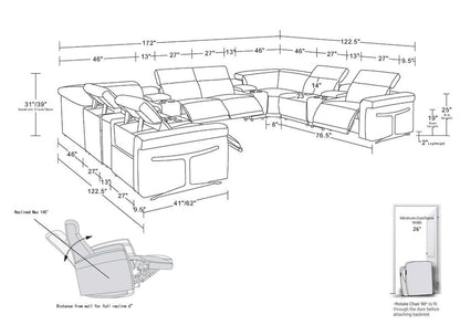 White Italian Leather Power Reclining U Shaped Twelve Piece Sectional With Console - FurniFindUSA