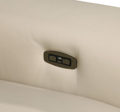 Beige Italian Leather Power Reclining U Shaped Twelve Piece Sectional With Console HomeRoots