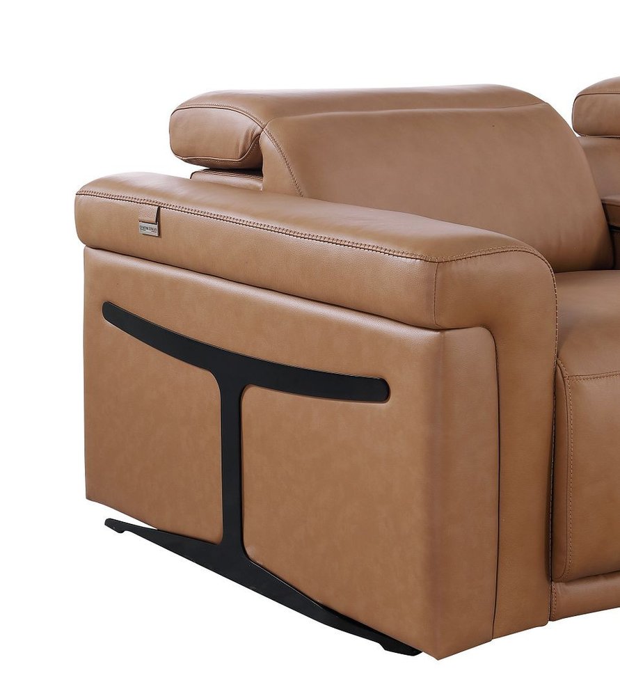 Chestnut Italian Leather Power Reclining U Shaped Twelve Piece Sectional With Console HomeRoots