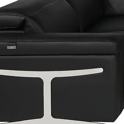 Black Italian Leather Power Reclining U Shaped Eight Piece Corner Sectional With Console HomeRoots