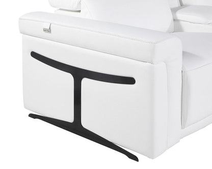 White Italian Leather Power Reclining U Shaped Eight Piece Corner Sectional With Console HomeRoots
