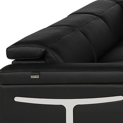 Black Italian Leather Power Reclining U Shaped Eight Piece Corner Sectional With Console HomeRoots