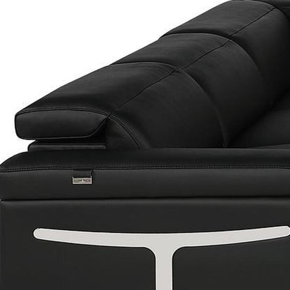 Black Italian Leather Power Reclining U Shaped Eight Piece Corner Sectional With Console - FurniFindUSA