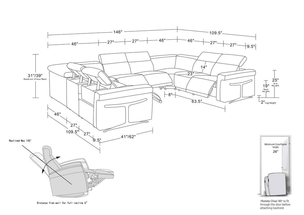 Chestnut Italian Leather Power Reclining U Shaped Eight Piece Corner Sectional With Console HomeRoots