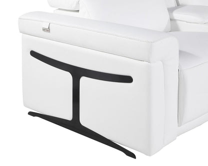 White Italian Leather Power Reclining U Shaped Ten Piece Corner Sectional With Console - FurniFindUSA