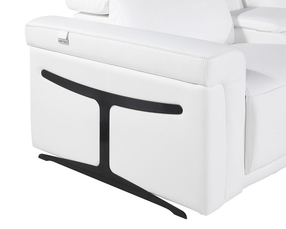 White Italian Leather Power Reclining U Shaped Ten Piece Corner Sectional With Console HomeRoots