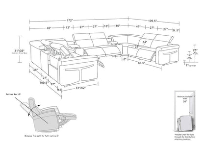 Black Italian Leather Power Reclining U Shaped Ten Piece Corner Sectional With Console HomeRoots