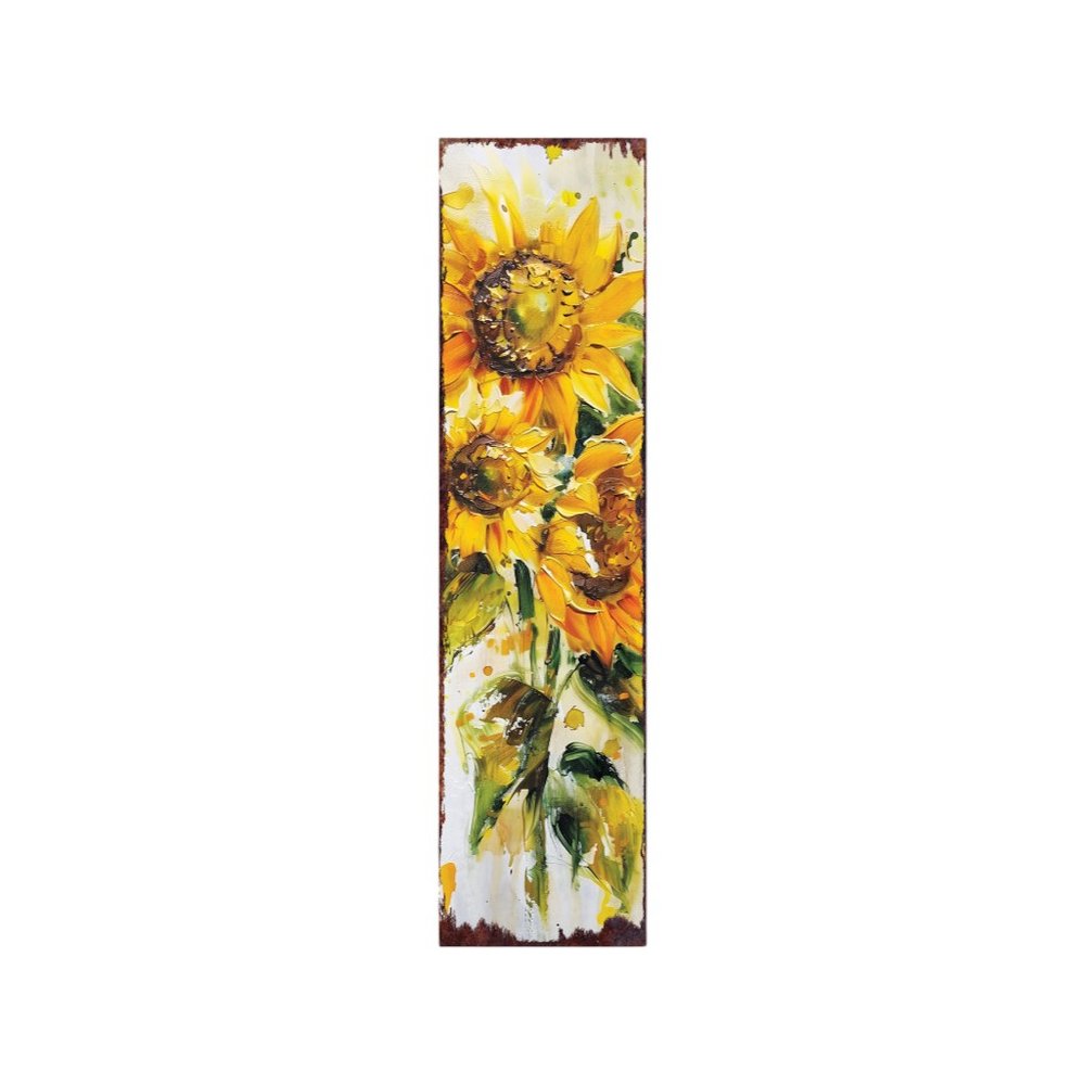 36" Brown Green And Yellow Solid Wood Sunflowers Porch Sign HomeRoots