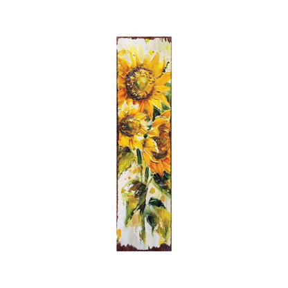 36" Brown Green And Yellow Solid Wood Sunflowers Porch Sign HomeRoots