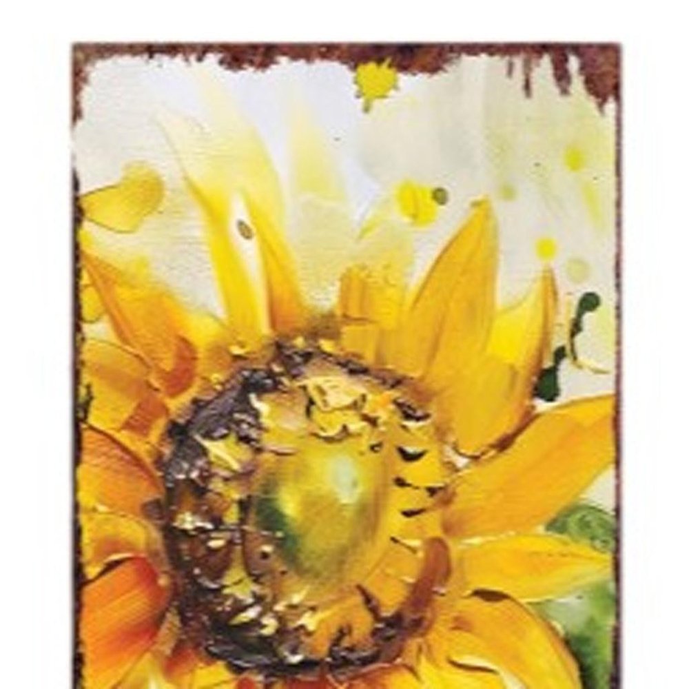 36" Brown Green And Yellow Solid Wood Sunflowers Porch Sign HomeRoots