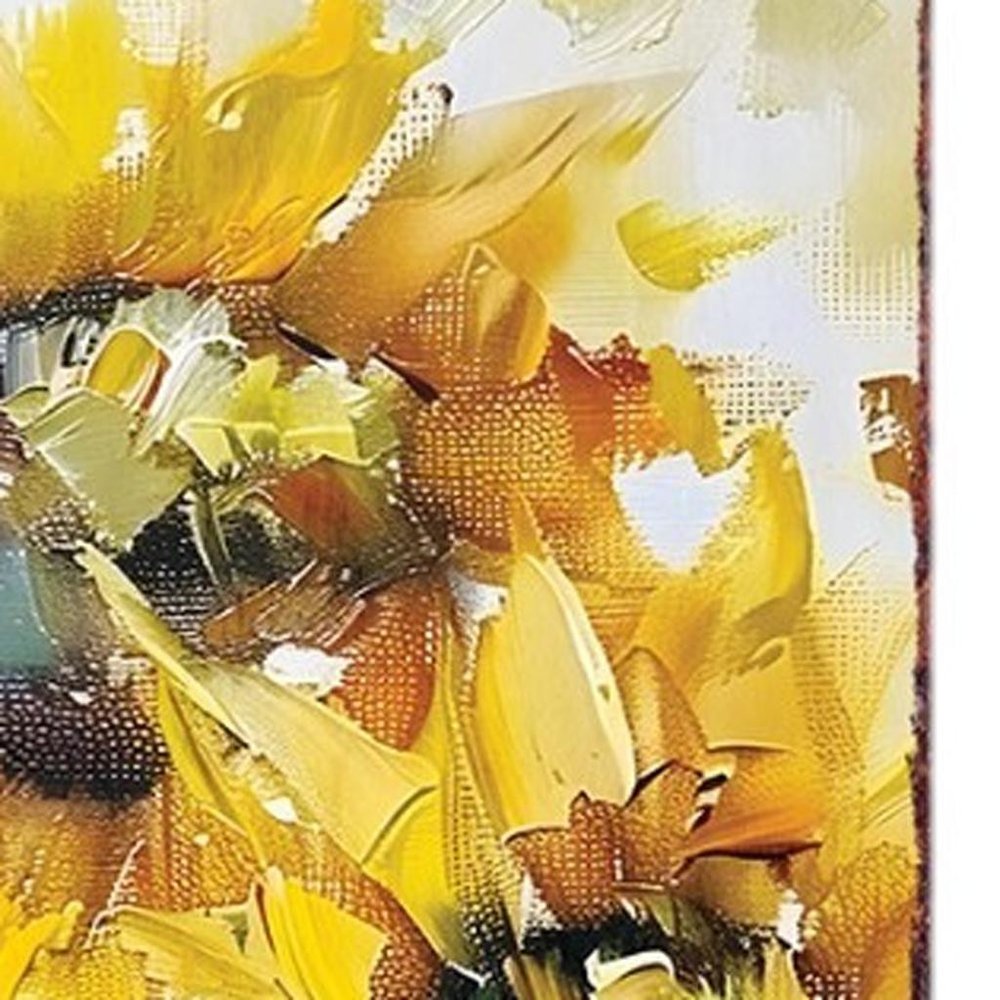 36" Yellow Brown And Green Solid Wood Sunflowers Porch Sign HomeRoots