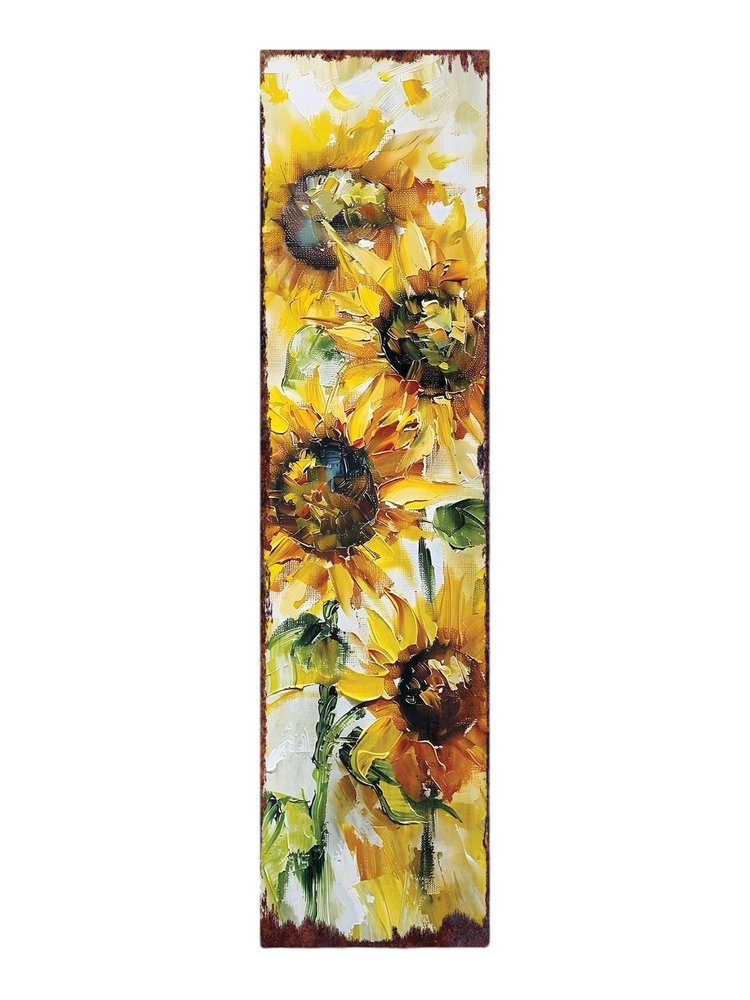36" Yellow Brown And Green Solid Wood Sunflowers Porch Sign HomeRoots