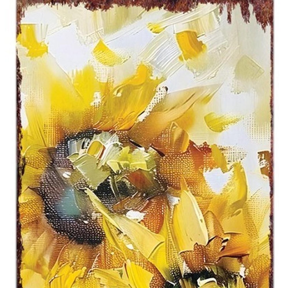 36" Yellow Brown And Green Solid Wood Sunflowers Porch Sign HomeRoots