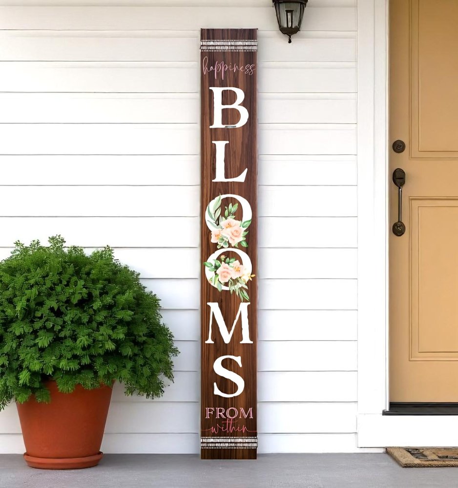 72" Brown Solid Wood Blooms Porch Sign HomeRoots
