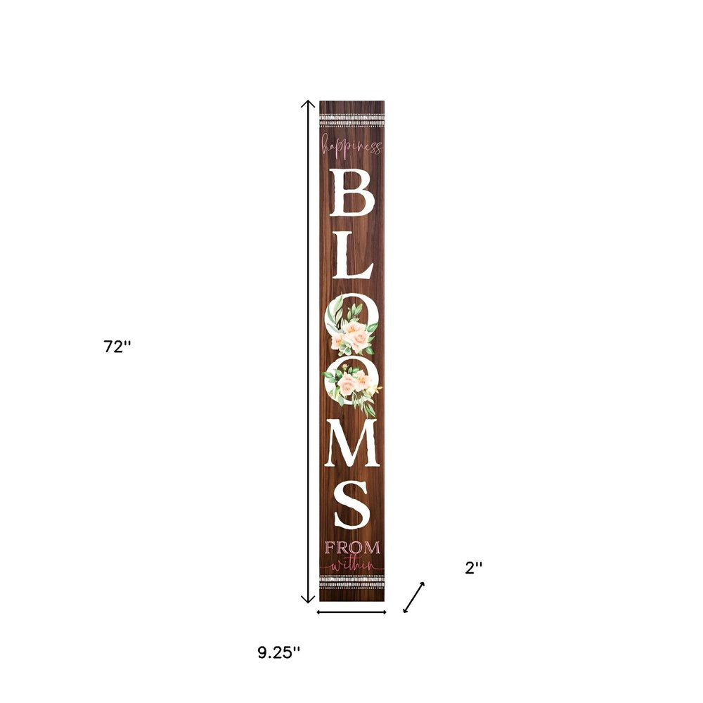 72" Brown Solid Wood Blooms Porch Sign HomeRoots