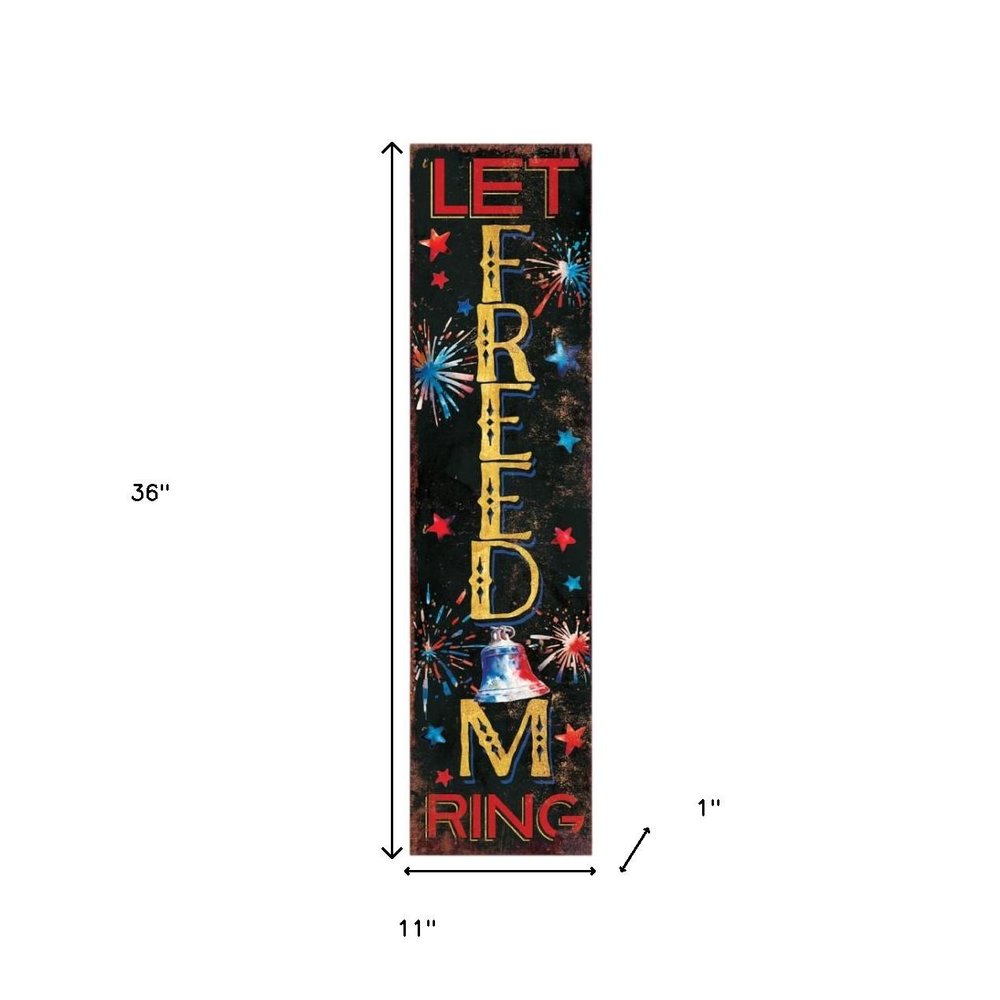 36" Blue Red And White Solid Wood Patriotic Welcome Reversible Porch Sign HomeRoots