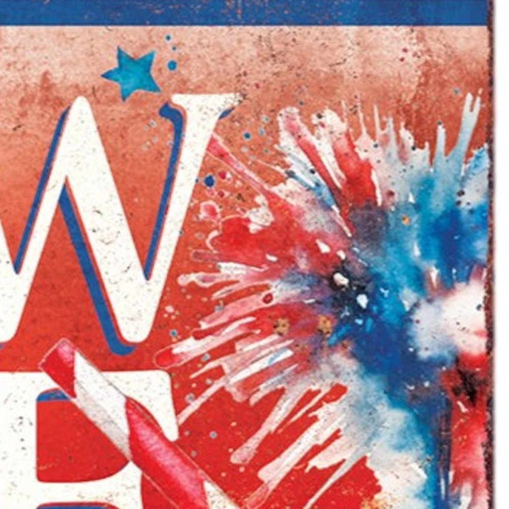 36" Red White And Blue Solid Wood Welcome Patriotic Reversible Porch Sign HomeRoots